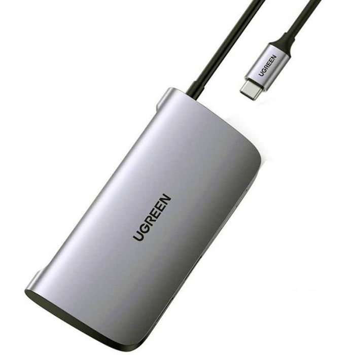 Концентратор USB Type-C Ugreen CM212 2xUSB 3.0 + HDMI + RJ45 1000M Ethernet + Cardreader, Gray (50852)