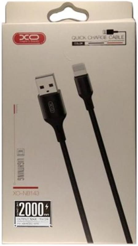 Кабель XO NB143 USB-Lightning 2.1A 1м Black (XO-NB143i1-BK)