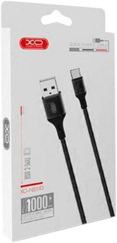 Кабель XO NB143 USB-USB Type-C 2.1A 2м Black (XO-NB143C2-BK)