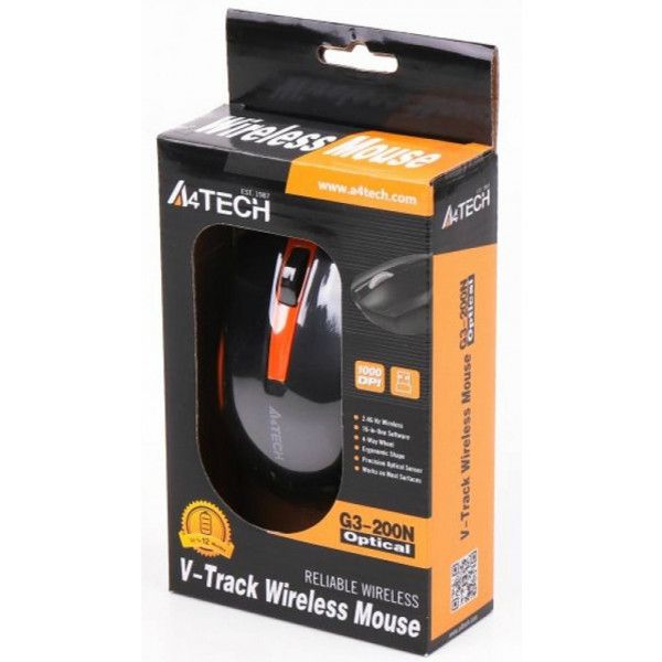 Миша бездротова A4Tech G3-200N Black/Orange USB V-Track