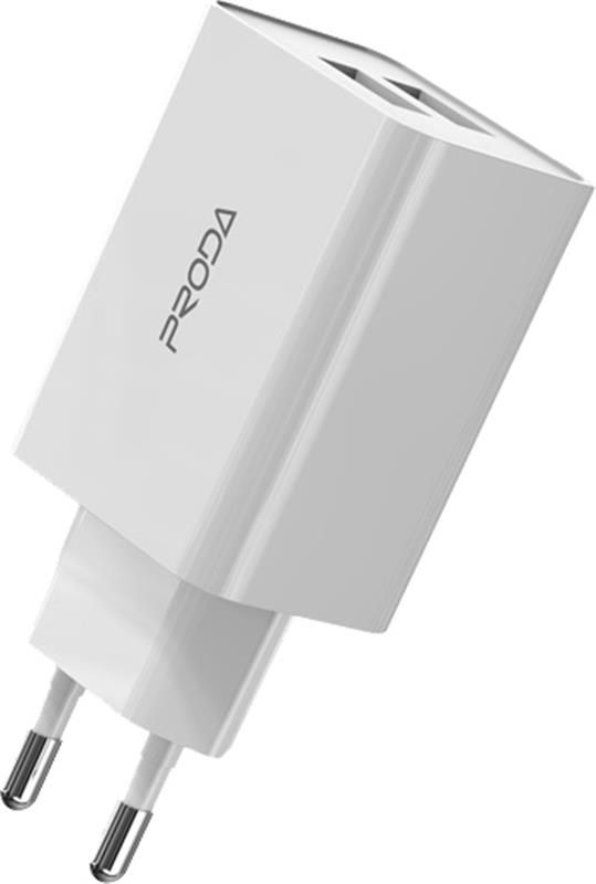 Мережевий зарядний пристрій Proda PD-A28c (2USB 2.4A) White (PD-A28c-WH) + кабель USB Type-C