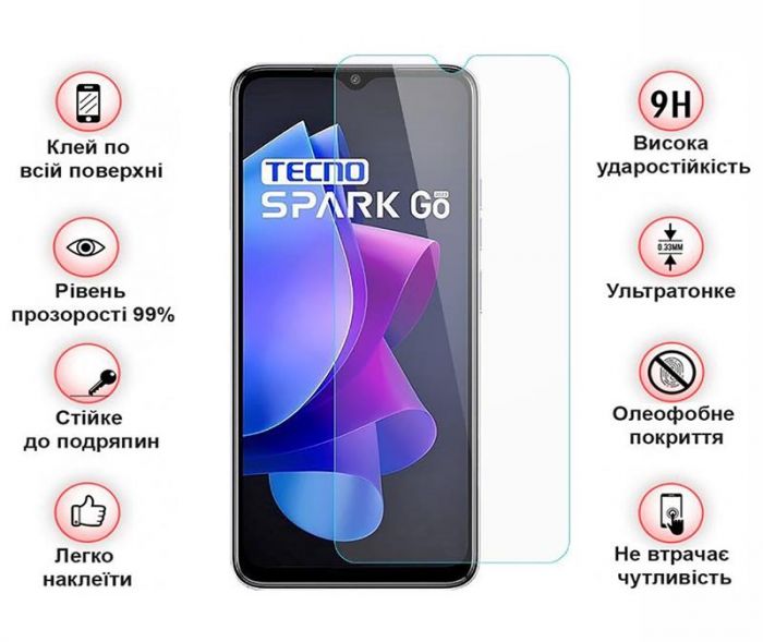 Захисне скло BeCover для Tecno Spark Go 2023 (BF7) Crystal Clear Glass 3D (709263)