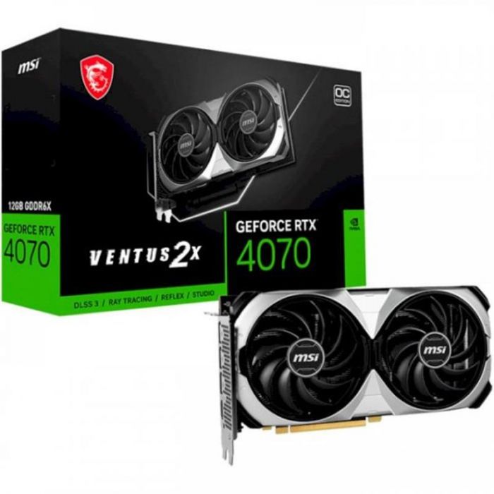 Відеокарта GF RTX 4070 12GB GDDR6X Ventus 2X OC MSI (GeForce RTX 4070 VENTUS 2X 12G OC)