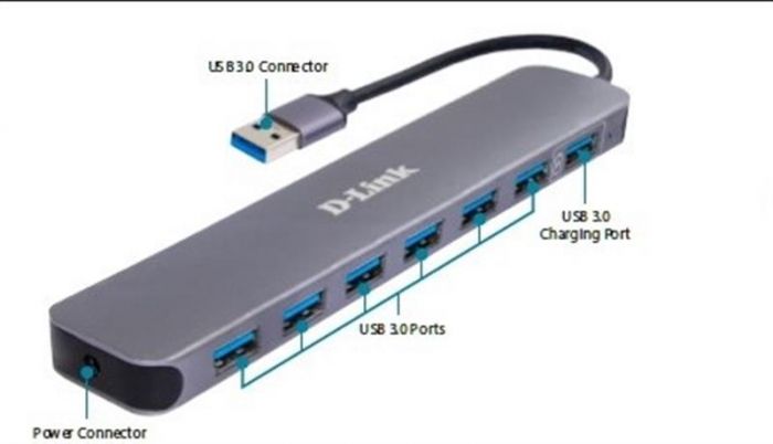 Концентратор USB3.0 D-Link DUB-1370/B2A Black 7хUSB3.0