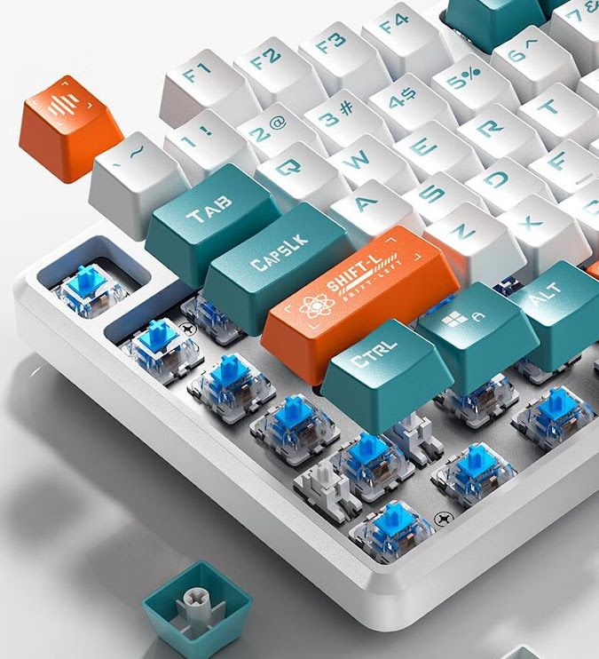 Клавіатура Aula Mechanical F2088 PRO White/Blue, plus 9 Orange keys KRGD blue (6948391234908)