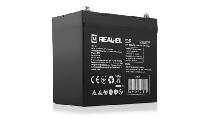 Акумуляторна батарея REAL-EL 12V 55AH (EL122220002) AGM