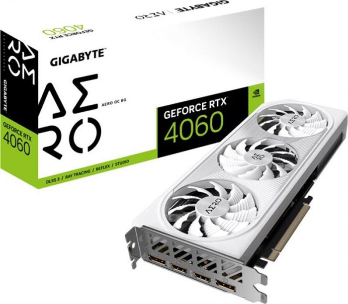 Відеокарта GF RTX 4060 8GB GDDR6 Aero OC Gigabyte (GV-N4060AERO OC-8GD)