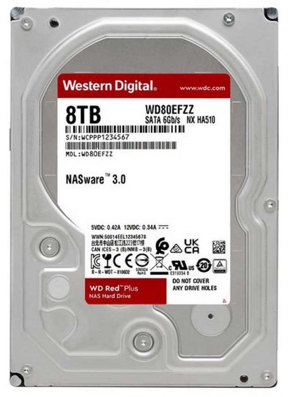 Накопичувач HDD SATA 8.0TB WD Red Plus 5700rpm 128MB (WD80EFZZ)