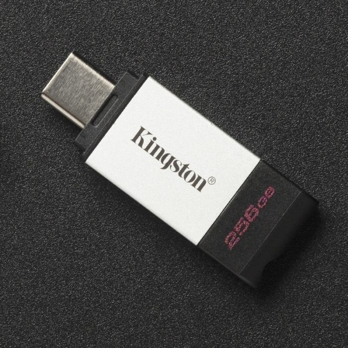 Флеш-накопичувач USB3.2 256GB Type-C Kingston DataTraveler 80 Grey/Black (DT80/256GB)