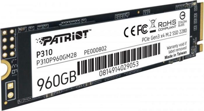 Накопичувач SSD  960GB Patriot P310 M.2 2280 PCIe NVMe 3.0 x4 TLC (P310P960GM28)