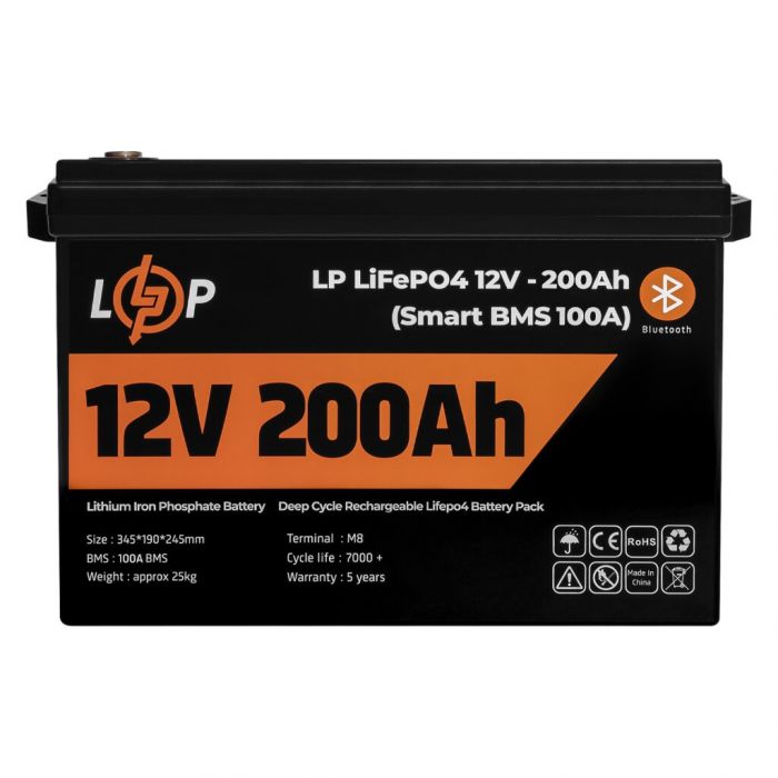 Акумуляторна батарея LogicPower 12V 200 AH (2560Wh) для ДБЖ (Smart BMS 100А) LiFePO4