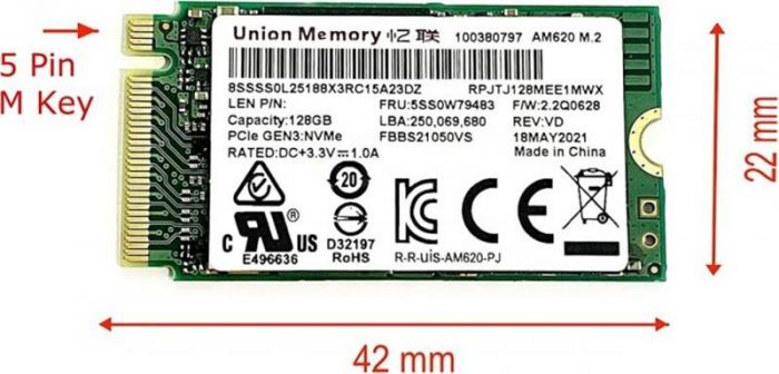 Накопичувач SSD  128GB Union Memory AM620 M.2 PCIe NVMe (SSS1B60642)_Bulk