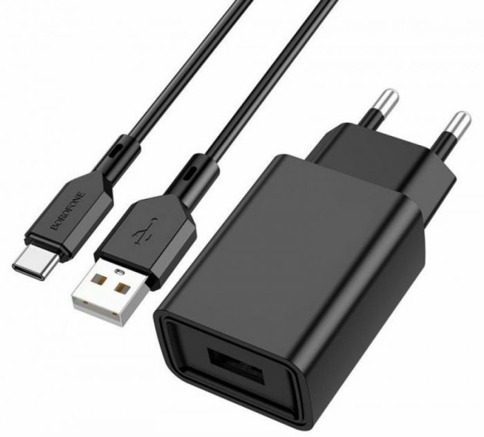 Зарядний пристрій Borofone BA68A Glacier USB 2.1A Black (BA68ACB)