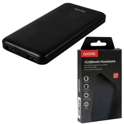 Універсальна мобільна батарея Voltronic ASONIC AS-P10 10000mAh, Output 2USB, Black (ASONIC AS-P10/29359)