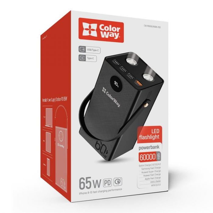 Універсальна мобільна батарея ColorWay Powerful 60000mAh Black (CW-PB600LPA5BK-PDD)