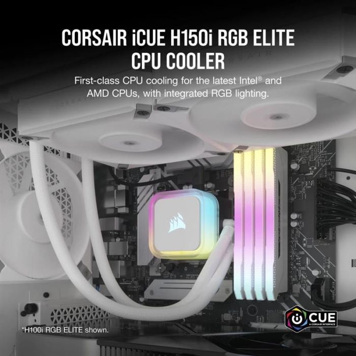 Система водяного охолодження Corsair iCUE H150i RGB Elite Liquid CPU Cooler White (CW-9060079-WW)