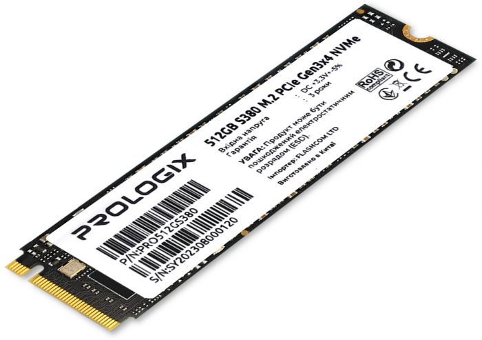 Накопичувач SSD  512GB Prologix S380 M.2 2280 PCIe 3.0 x4 NVMe TLC (PRO512GS380)