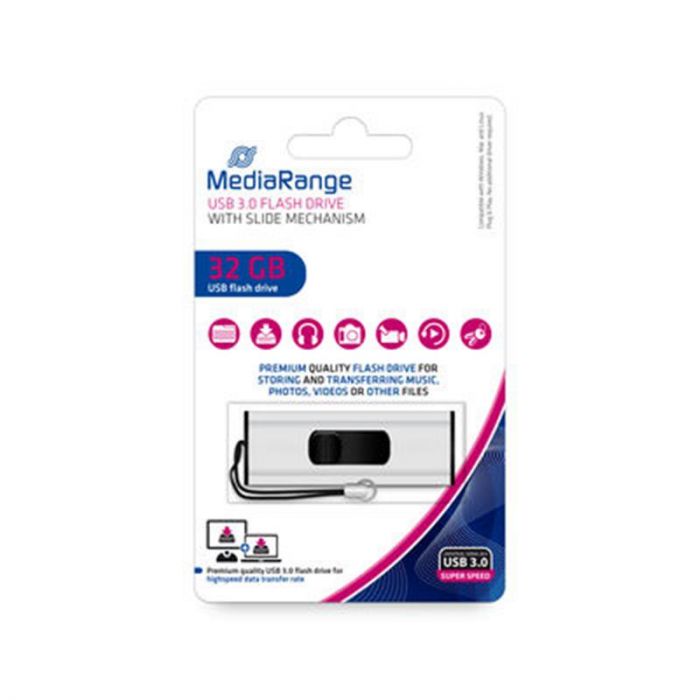 Флеш-накопичувач USB3.0 32GB MediaRange Black/Silver (MR916)