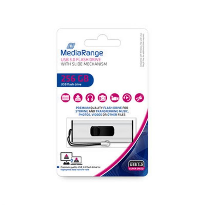 Флеш-накопичувач USB3.0 256GB MediaRange Black/Silver (MR919)