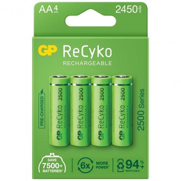 Акумулятори GP Recyko 2500 (GP250AAHC-2EB4) AA/HR06 NI-MH 2450 mAh BL 4 шт