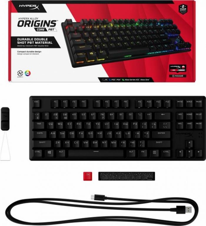 Клавіатура HyperX Alloy Origins Core PBT Red RGB Black (639N7AA)