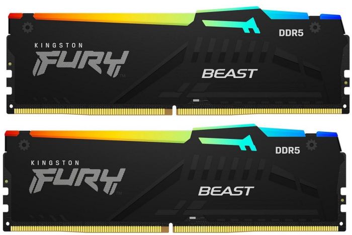 Модуль пам`яті DDR5 2x16GB/5200 Kingston Fury Beast RGB Black (KF552C40BBAK2-32)