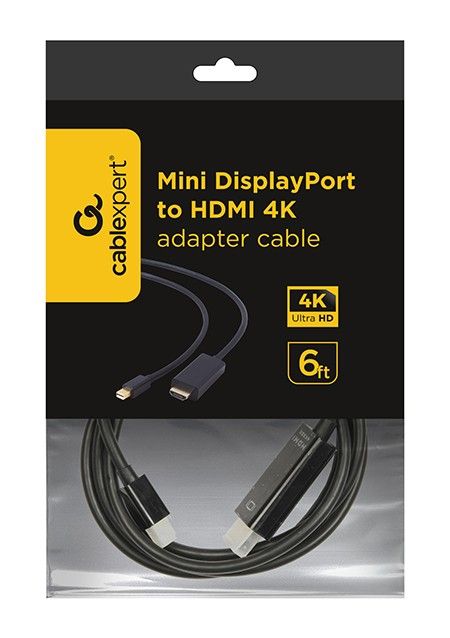 Кабель Cablexpert miniDisplayport - HDMI, М/М, 1.8 м, чорний (CC-mDP-HDMI-6) пакет