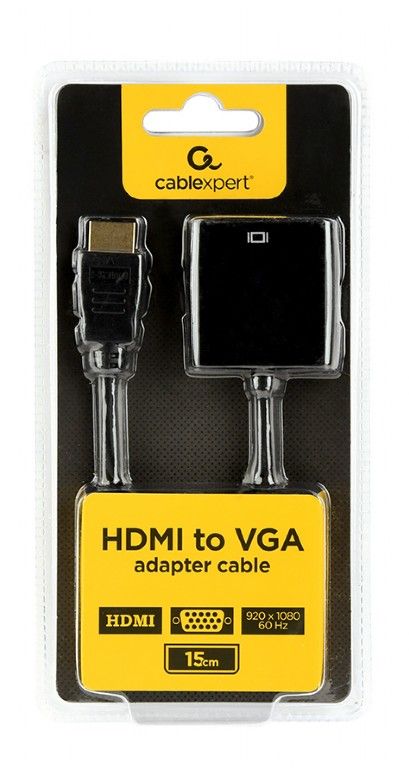 Адаптер Cablexpert HDMI - VGA, M/F, 0.15 м, чорний (A-HDMI-VGA-04) блистер