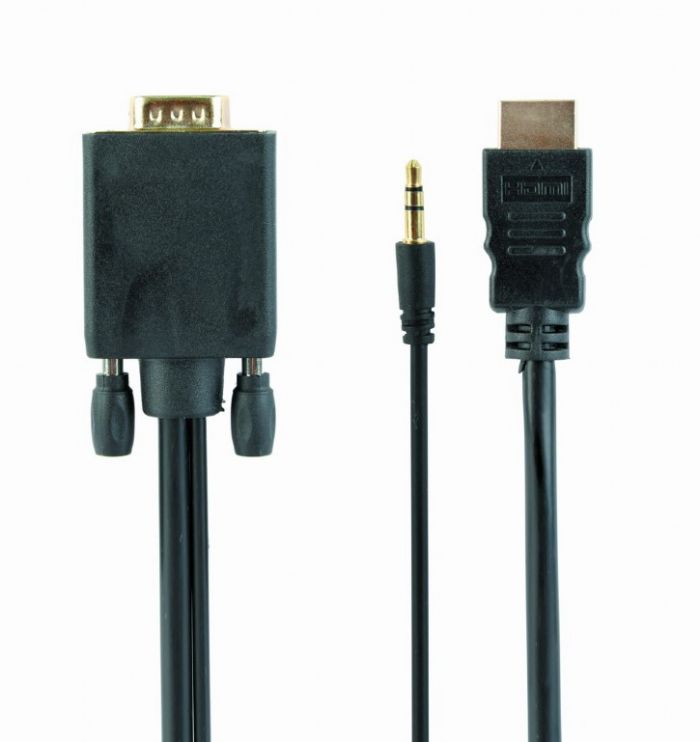 Кабель Cablexpert HDMI - VGA+3.5 мм, M/M, 1.8 м, чорний (A-HDMI-VGA-03-6) пакет