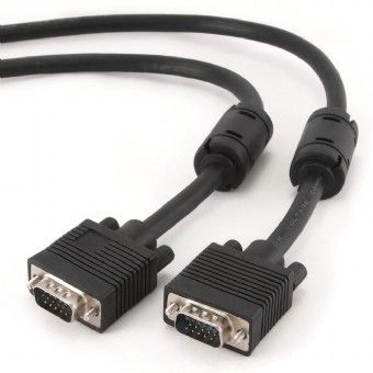 Кабель Cablexpert VGA - VGA HD15M/HD15M з 2-ма фер. кільцями, чорний, 15 м (CC-PPVGA-15M-B) пакет