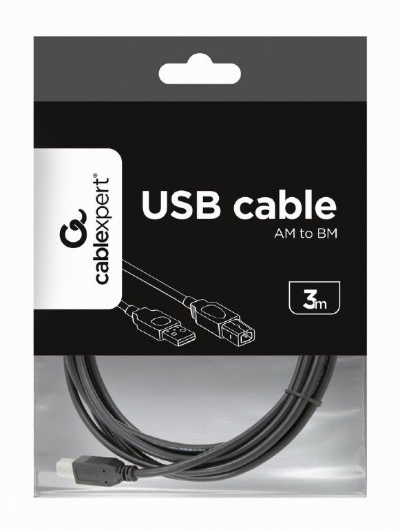 Кабель Cablexpert USB - USB Type-B V 2.0 (M/M), 3.0 м, чорний (CCP-USB2-AMBM-10)