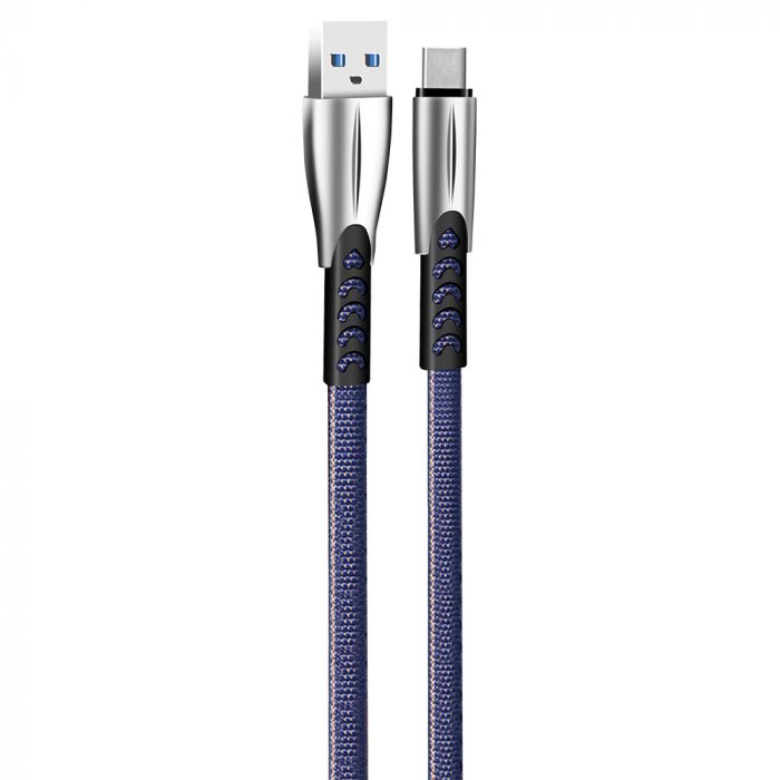 Кабель ColorWay USB-USB Type-C, 2.4А, 1м, Blue (CW-CBUC012-BL)