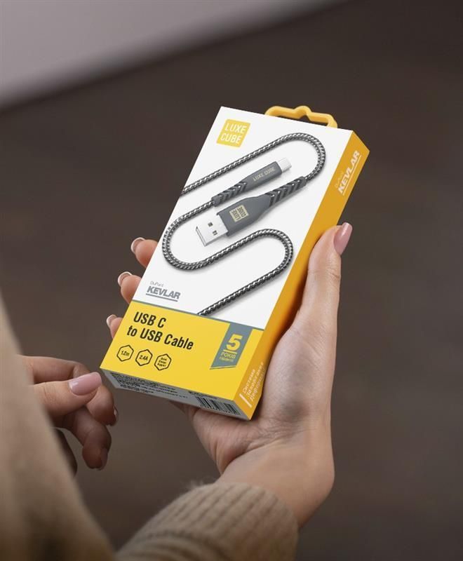 Кабель Luxe Cube Kevlar USB-USB Type C, 1.2м, чорний (8886668686280)