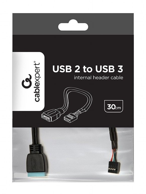 Кабель Cablexpert USB 2.0 9-pin - USB 3.0 19-pin (F/M), 0.15 м, внутрішній, чорний (CC-U3U2-01)