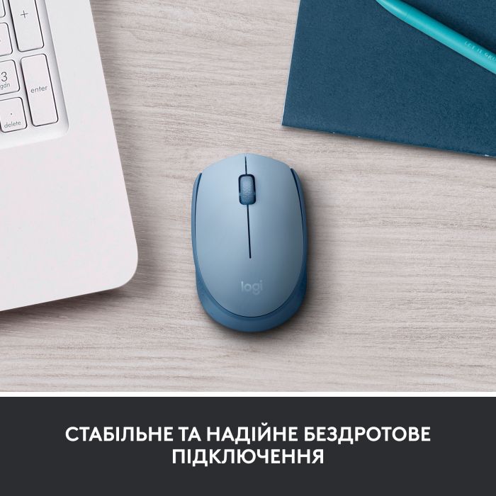 Мишка бездротова Logitech M171 Blue/Gray (910-006866)