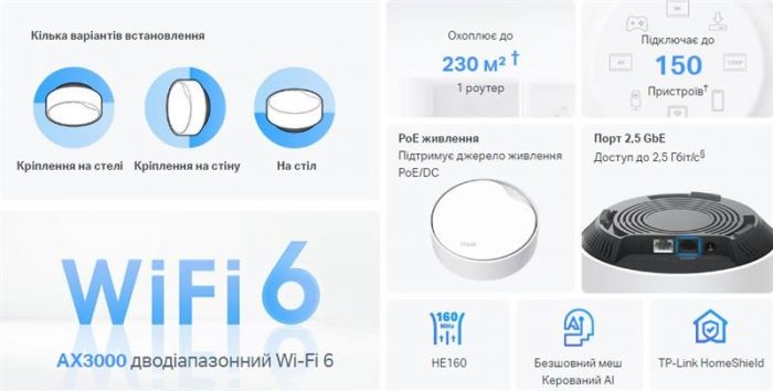 WiFi Mesh-система TP-Link Deco X50 PoE(1-pack)