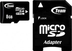 Карта пам`ятi MicroSDHC 8GB Class 4 Team + SD-adapter (TUSDH8GCL403)