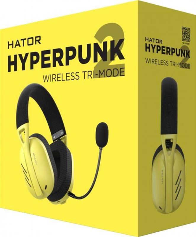 Bluetooth-гарнiтура Hator Hyperpunk 2 Wireless Tri-mode Black/Yellow (HTA-857)