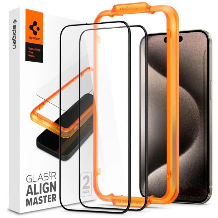 Захисне скло Spigen Glas.tR AlignMaster FC для Apple iPhone 15 Plus, Black, 2шт (AGL06886)