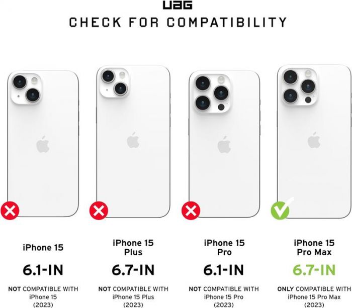 Чохол-накладка Urban Armor Gear Plasma для Apple iPhone 15 Pro Max Ash (114304113131)