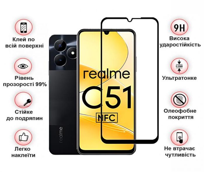 Захисне скло BeCover для Realme C51 Black (710301)