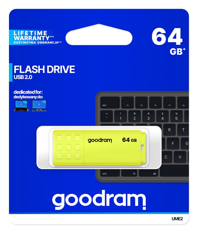 Флеш-накопичувач USB2.0 64GB GOODRAM UME2 Yellow (UME2-0640Y0R11)