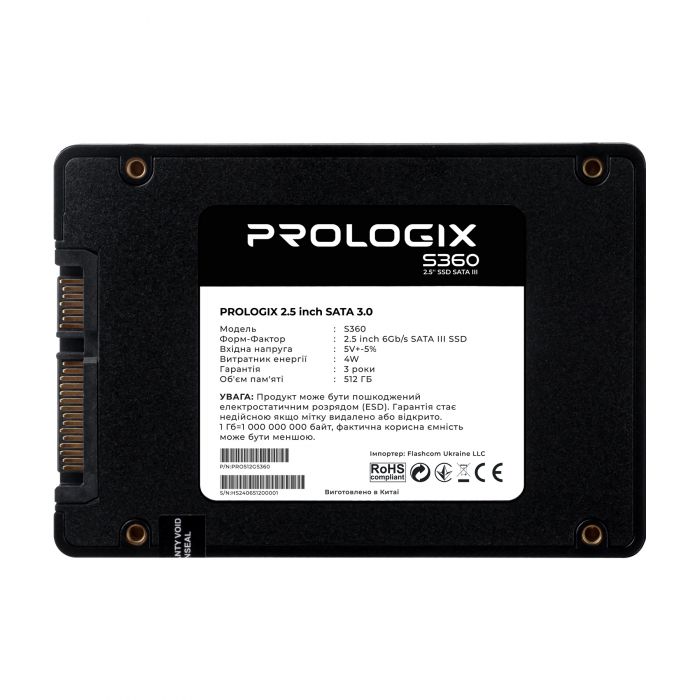 Накопичувач SSD  512GB Prologix S360 2.5" SATAIII 3D TLC (PRO512GS360)
