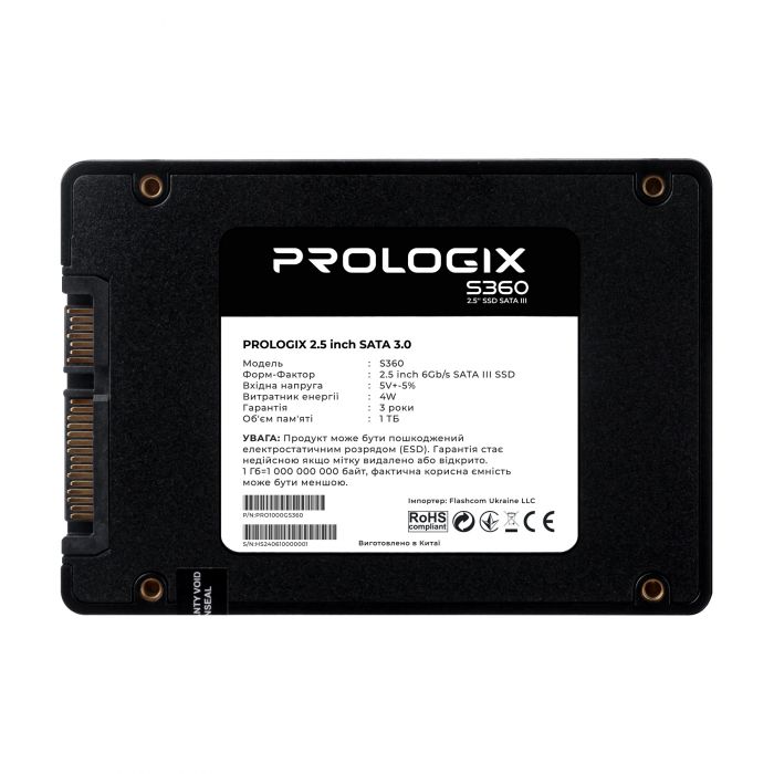 Накопичувач SSD 1TB Prologix S360 2.5" SATAIII 3D TLC (PRO1000GS360)