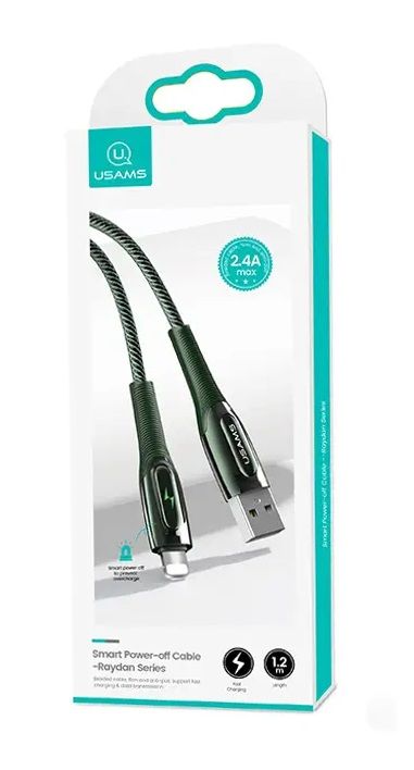 Кабель Usams US-SJ469 USB - Lightning (M/M), 1.2 м, Dark Green (SJ469USB02)