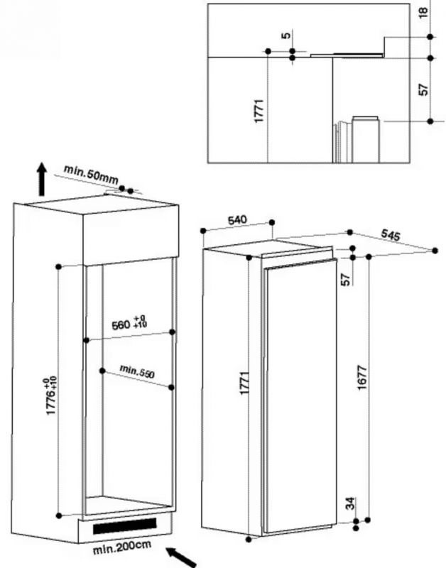 Вбудований холодильник Whirlpool ARG 18082 A++