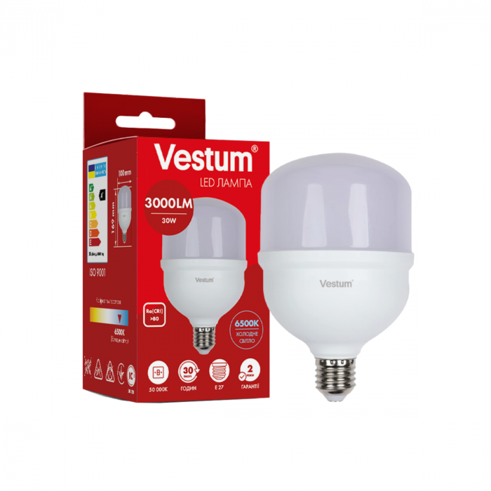 Світлодіодна високопотужна лампа Vestum  T100 30W 6500K 220V E27 1-VS-1608