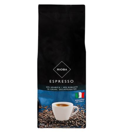 Кава без кофеїну Rioba Espresso натур смажена в зернах 500г