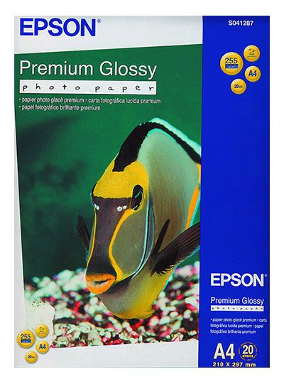 Фотопапір EPSON Premium Glossy Photo Paper глянсовий 255г/м2 A4 20арк. (C13S041287)