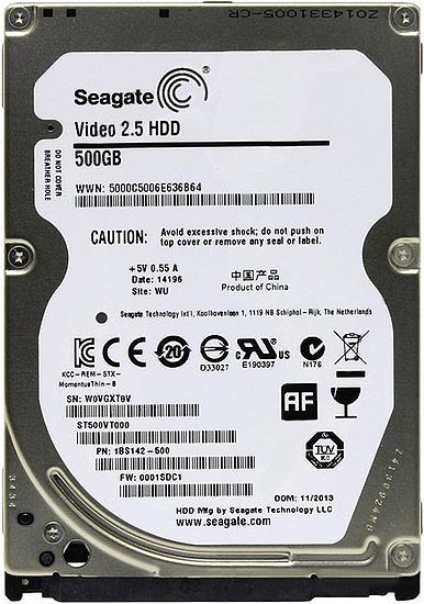Накопичувач HDD 2.5" SATA  500GB Seagate 5400rpm 16MB Video (ST500VT000)
